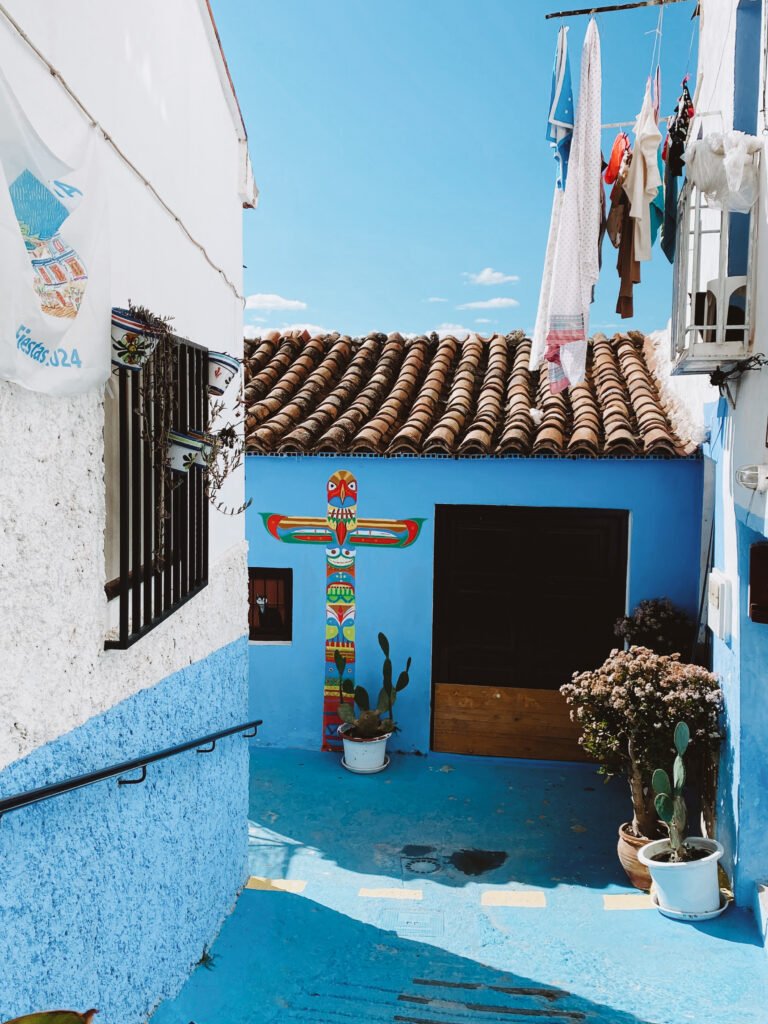 Blue white walls houses instagram best day trip from Valencia Chelva, best things to do in Valencia travel guide
